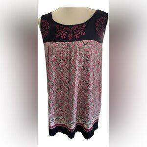 Women's Ellane Rose Pink and Black Sleeveless Floral Patterned Tank Top